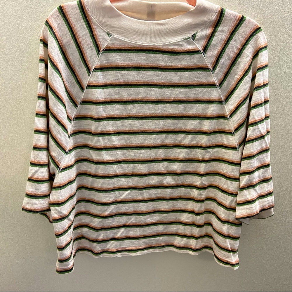 Universal Thread Striped Cream Crop Tee- shirt